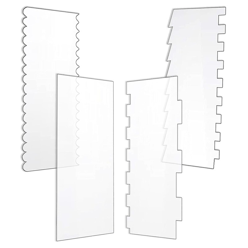Acrylic Cake Scraper Set 4 PCS Large Transparent Smoother for Butter Cream