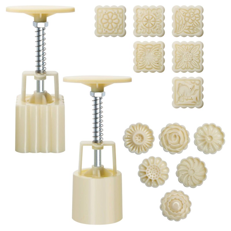Luxiv Moon Cake Mould 50g, 12 PCS Pattern Hand-Pressure Mooncake White
