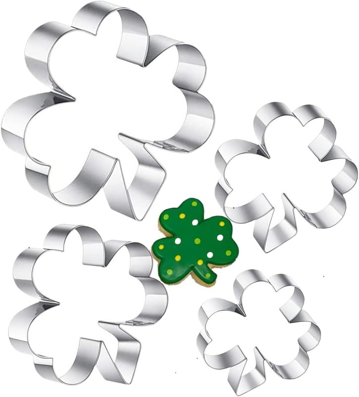 4-Piece Shamrock Cookie Cutter Set - Essential for St. Patrick's Day Baking gallery