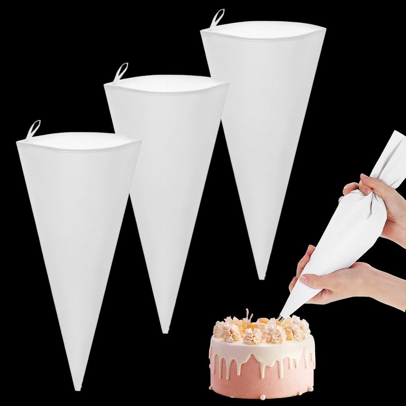 3-Pack Reusable Pastry Piping Bags – 12inch Cloth Canvas Cake Decorating Bags –