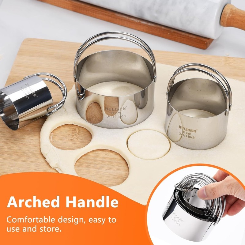 4-Piece Stainless Steel Baking Tool Set: Biscuit Cutters, Duster, Scraper, Bl... gallery