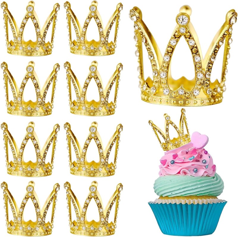9 Pcs Crown Cake Topper Mini Gold Queen Small Small,