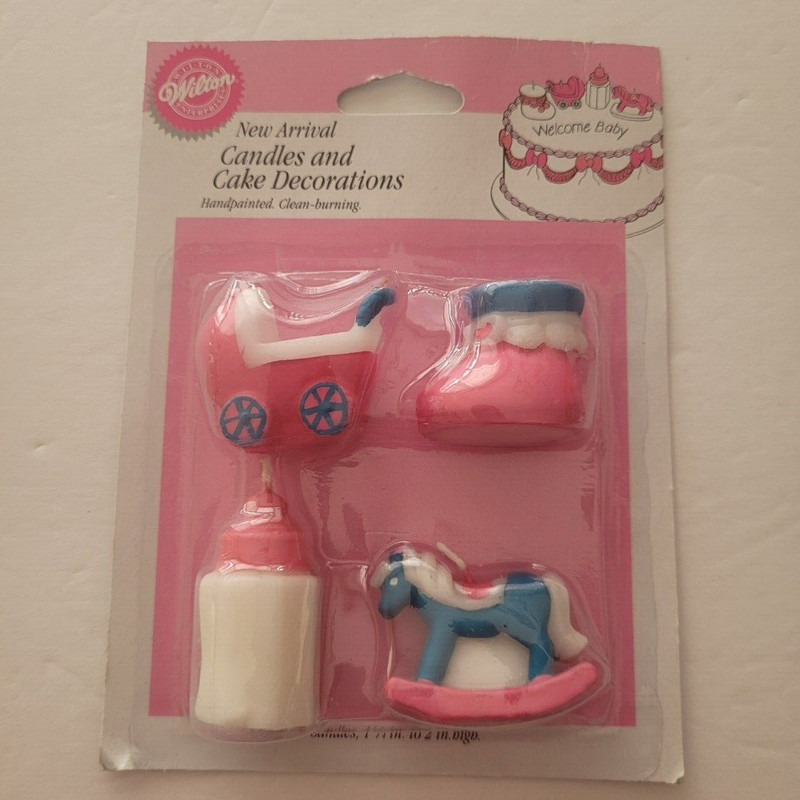 Wilton New Arrival Candle Cake Decorations Baby Bottle Rocking Horse Bootie Carr
