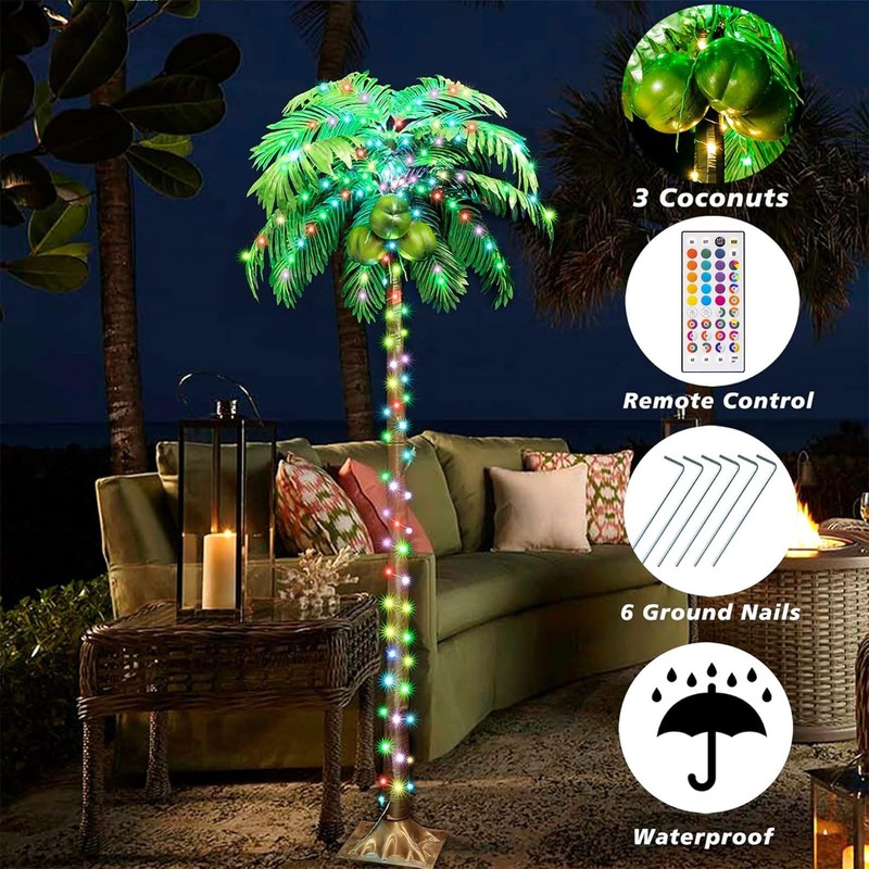 Heycolor 5 Ft Light Up Palm Trees Remote 35 Colors Changing Lighted Artificial gallery