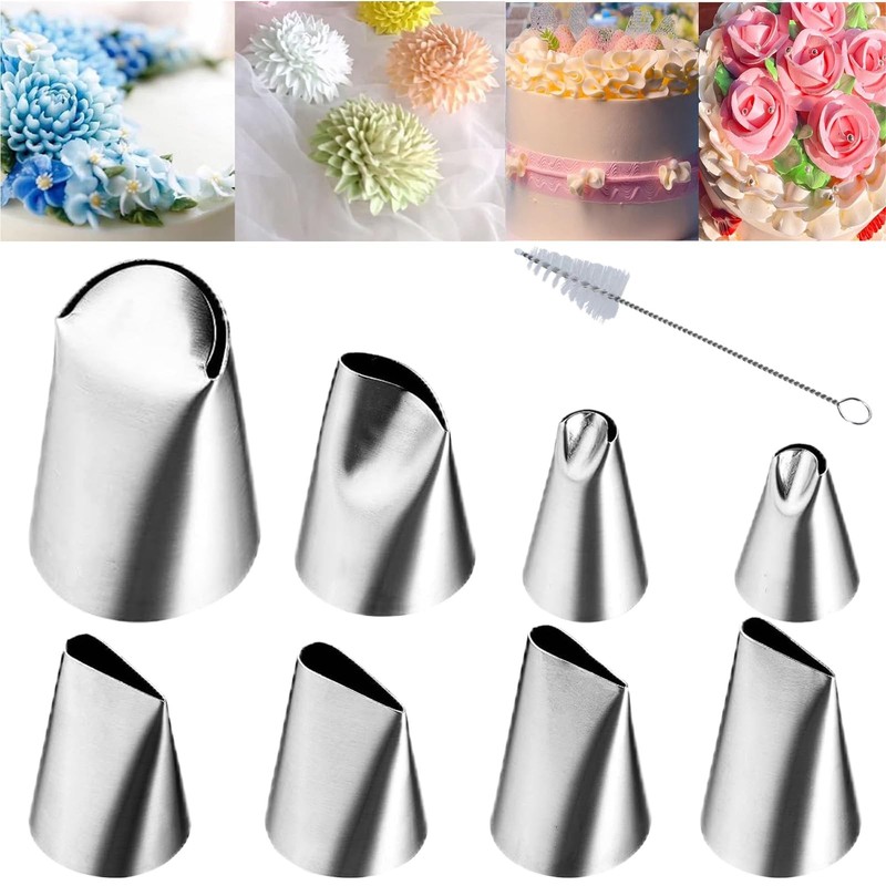 9 PCS Rose Flower Piping Tips Set Stainless Steel Chrysanthemum Icing Nozzle