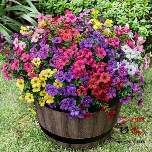 Lnoicy Bundles Artificial Flowers for Outdoor Fake Plants for Spring 20 7 Color