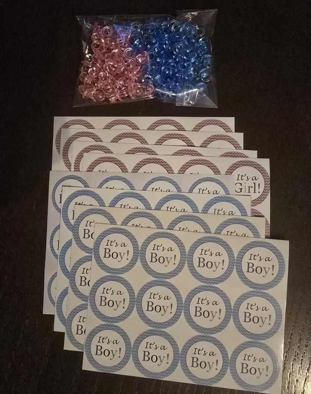 96 Pcs Mini Pink-Blue Pacifier & 96 Pc It’s A Girl- Boy Stickers Baby Shower Lot