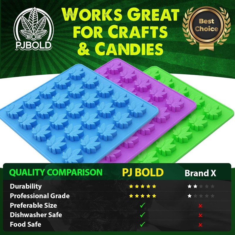 Silicone Gummy Mold 3 Pack Leaf Shape BPA Free Food Safe Treats Easy Release gallery
