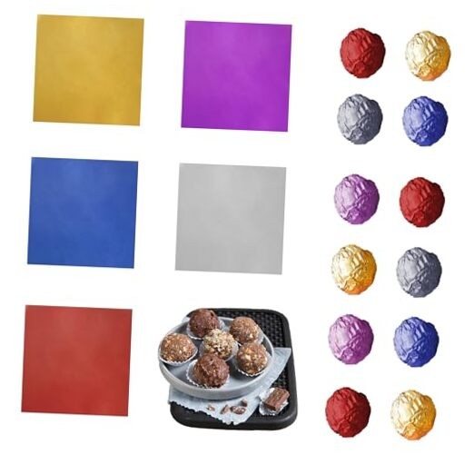 500 Pcs 5 Colors Chocolate Candy Wrappers Aluminium Foil 4.7x4.7 inches