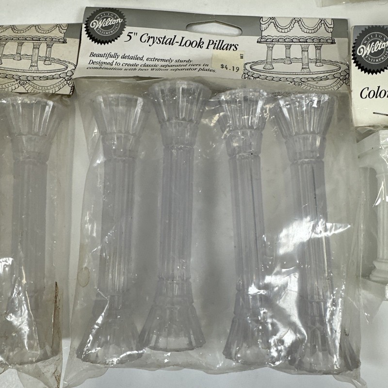 Lot Vintage Wilton Wedding Cake Pillars Columns Arched Crystal Grecian NOS gallery