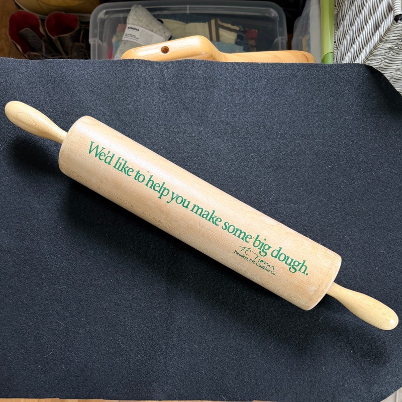 Vtg Advertising Glatfelter Paper Company Solid Wood 21 in Long Wood Rolling Pin gallery
