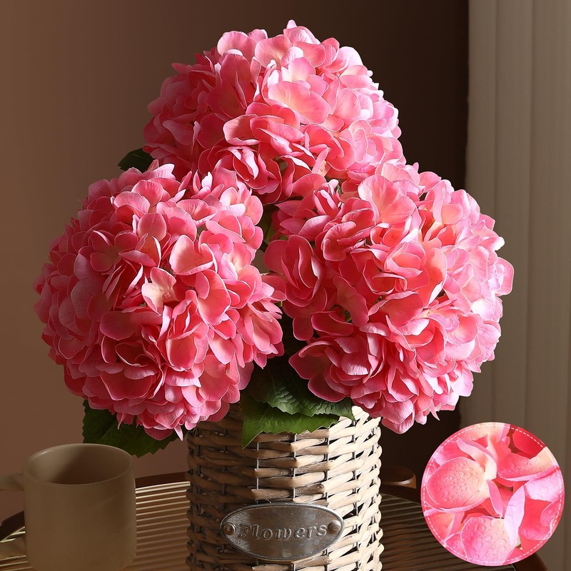 Florralia 3Pcs Hydrangea Artificial Flowers 22.44 Real Touch Latex Faux