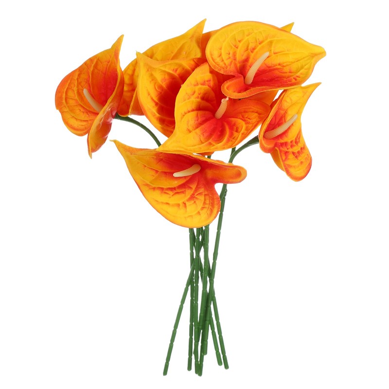 8Pcs 11inch Artificial Anthurium Flowers, Orange