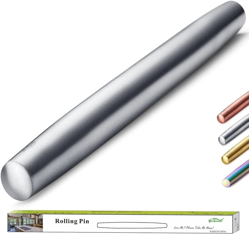 Luxury Stainless Steel Rolling Pin 16.7 Inches - Ideal for Baking & Gifting gallery