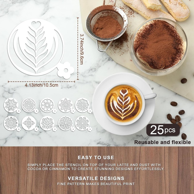 Mandala Cookie Coffee Stencils - 25 Pcs Mandala Latte Art Cookie Stencils for Co gallery