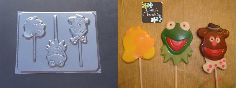 MUPPETS Kermit Miss Piggy Fozzie Bear Lollipop Chocolate Candy Soap Mold