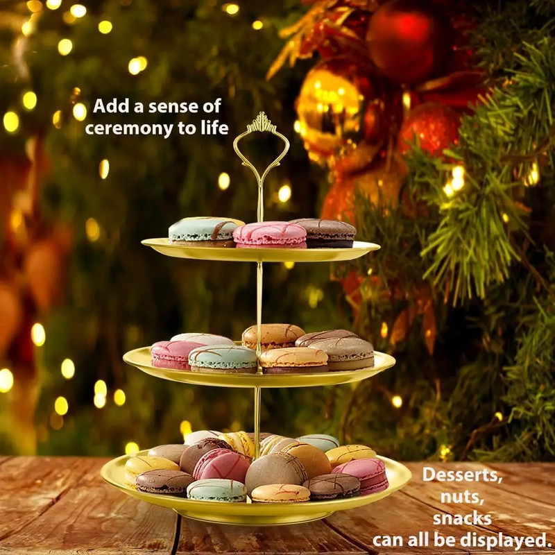 3 Tier Gold Cake Stand 27Cm, Christmas Party Dessert Tower for Cupcake Candy Dis