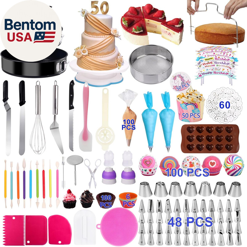 Cake Decorating Kits 567 PCS Baking Set with Springform Pans Set, Rotating Turnt