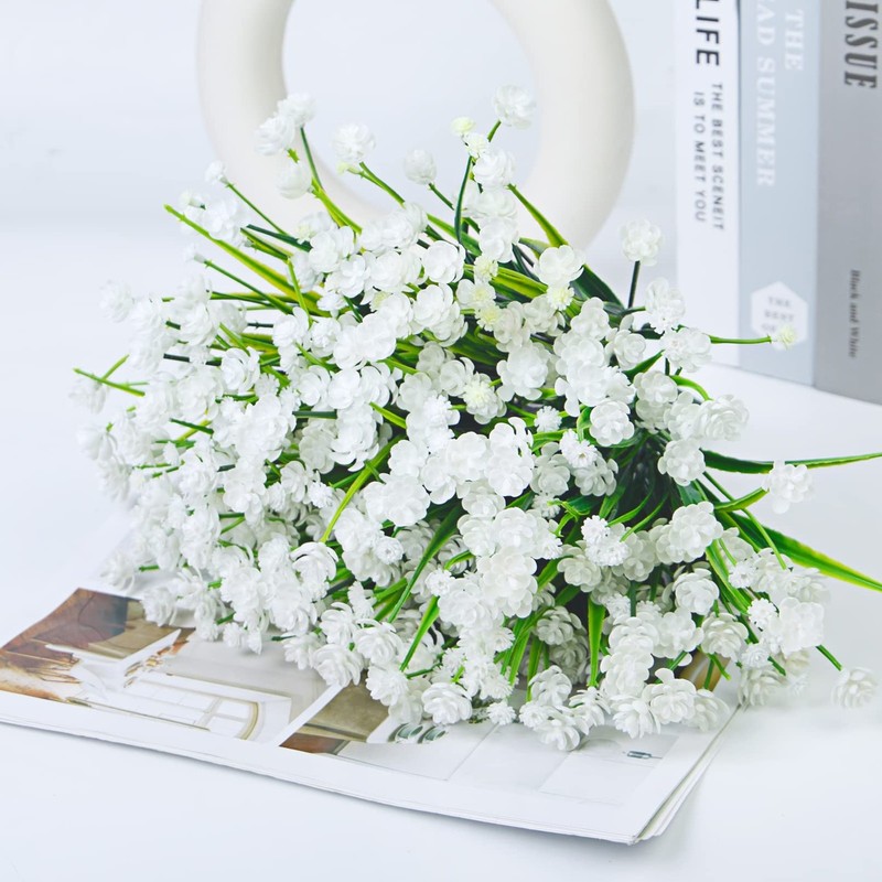 Ouddy Decor 12 Bundles Artificial Flowers for Outdoors UV 12 Packs, White gallery