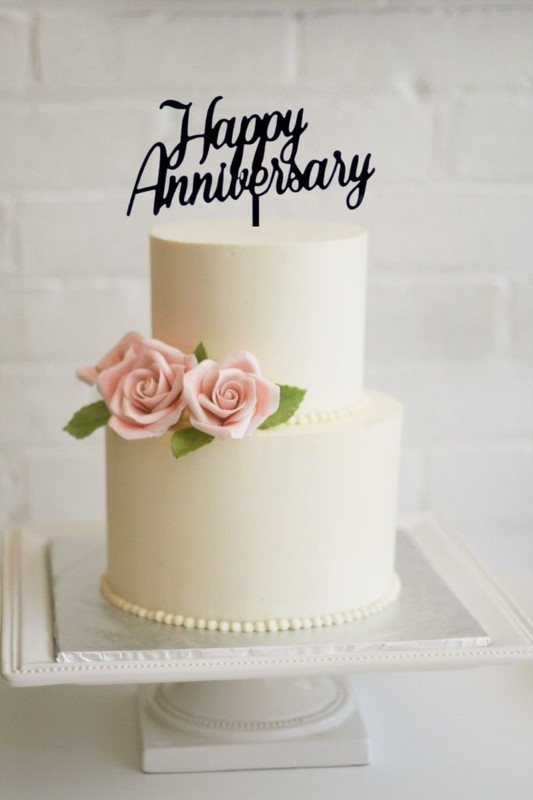 Happy Anniversary Black Acrylic Cake Topper gallery