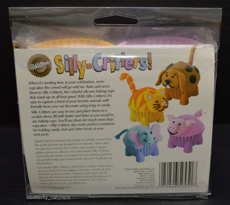 Wilton Silly Critters 4 Silicone Baking Cups Standard Cupcake Muffin Animal 2008 gallery