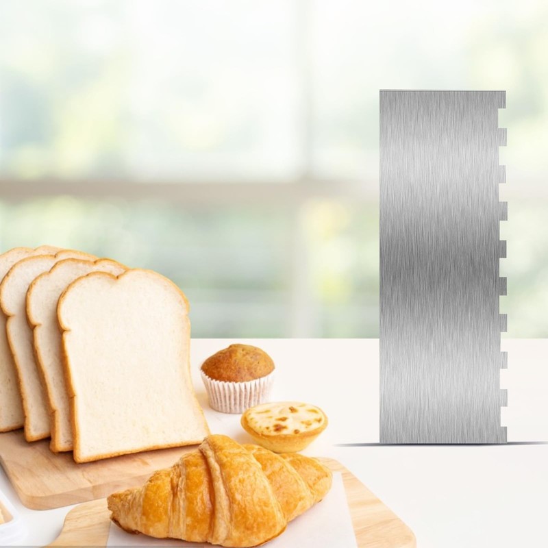 9 Inch Stainless Steel Cake Scraper Sided Patterned Edge Cream Smoother Comb gallery