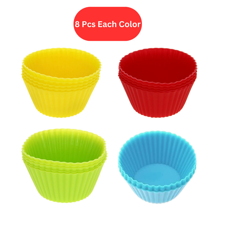 32 Pack Reusable Silicone Cupcake Baking Cups, 2.75 Inch Non-Stick Muffin Liners gallery