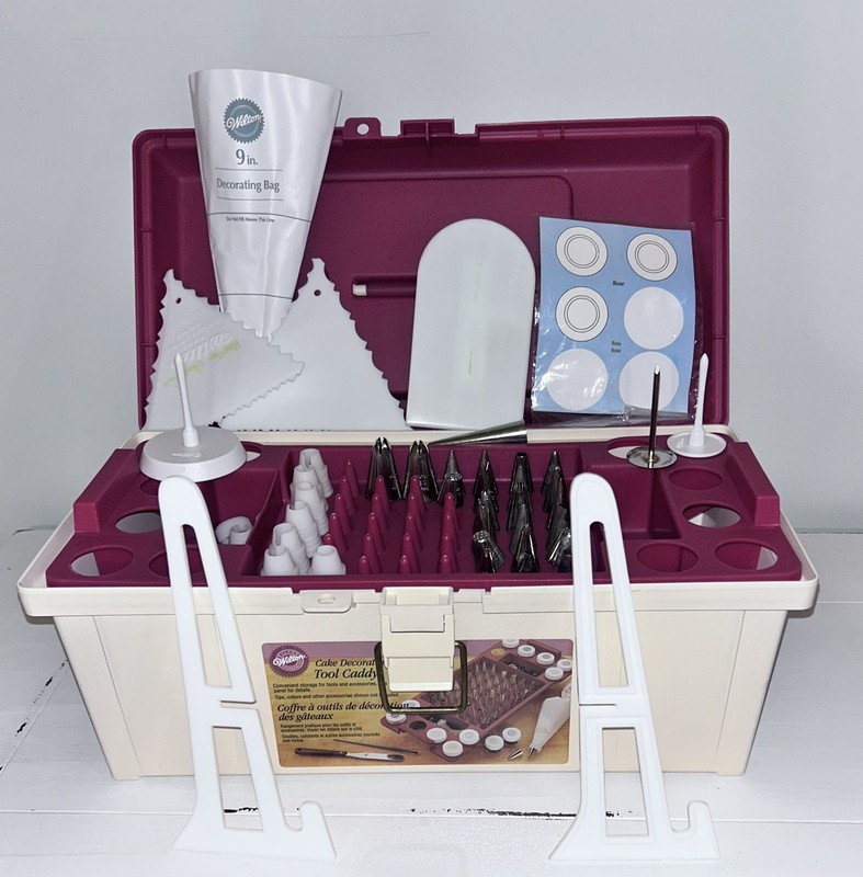 Vtg Wilton Cake Decorating Tool Caddy Organizer Case with Accessories #409-860 gallery