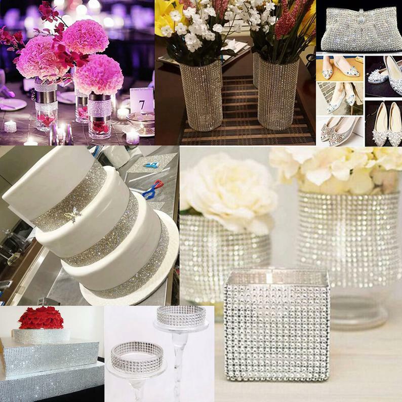 Rhinestone Bling Wedding Mesh Diamante Wrap Ribbon Cake Card Craft Sparkly Trim gallery