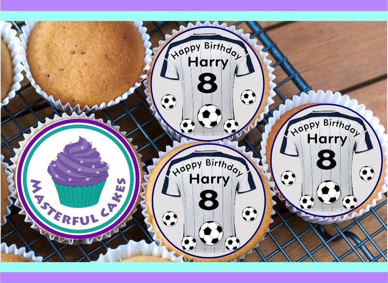 24 PERSONALISED WEST BROM COLOUR SHIRT CUPCAKE TOPPER RICE,WAFER,ICING OR PRECUT