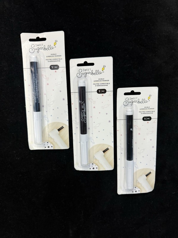 Lot of 3 Sweet Sugarbelle Edible Airbrush Marker Black Cake Cookie Decorating