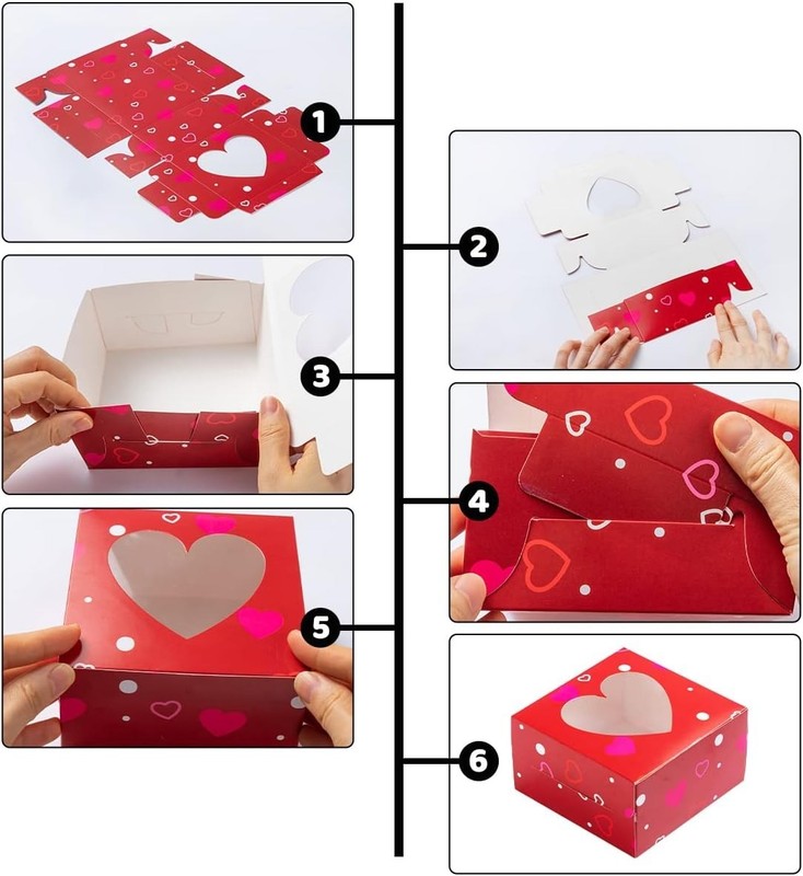 Valentines Day Cookie Boxes 24 Pcs 4.5 Inch Durable Cardboard for Sweet Treats gallery