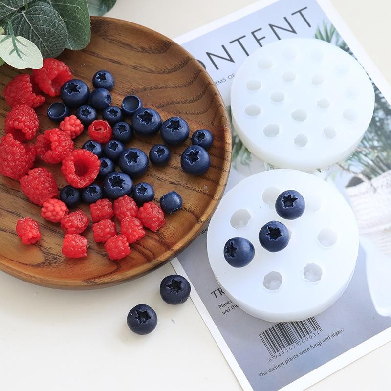 3d Blueberry Raspberry Candle Mold Fruit Fondant Silicone Diy Baking Tool gallery