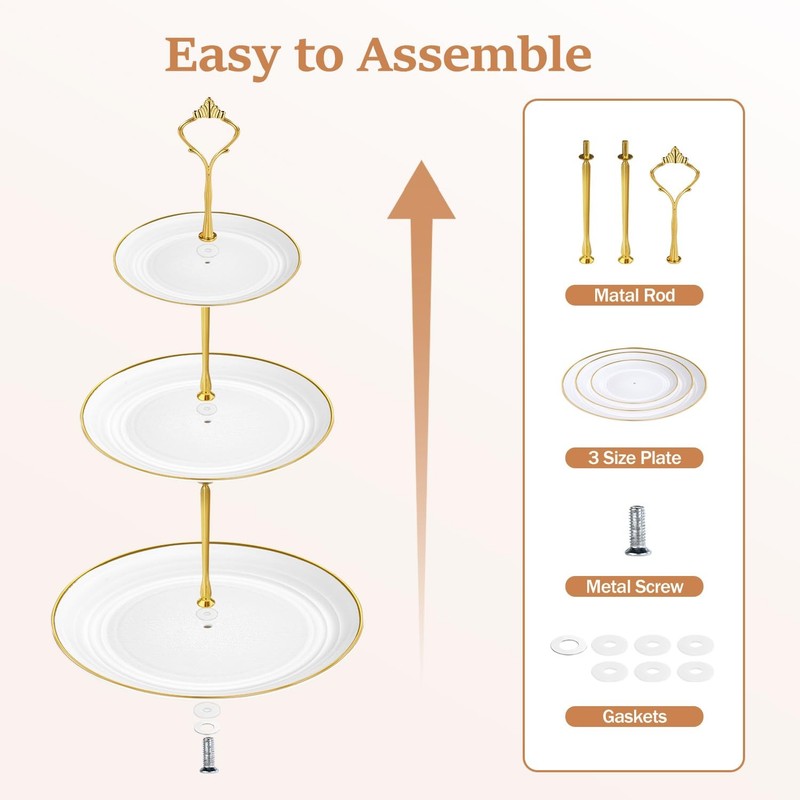 Lzerking 13pcs Dessert Table Display Set, 6 3Tiered Cupcake Stands 3round & 3... gallery