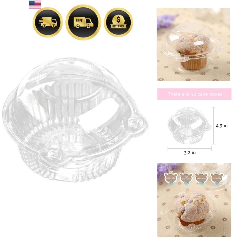Cupcake Holders Individual,50 PC Cupcake Containers Disposable Clear Plastic …