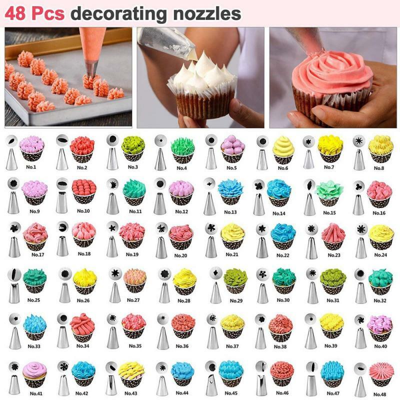 159 Pcs Baking Accessories Stainless Icing Tips Piping Bags Cake Turntable gallery
