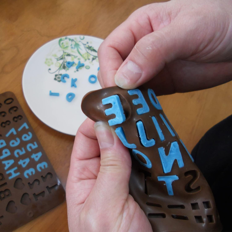 Silicone Letter Number Molds,Reusable Chocolate Molds with Happy Birthday Cake D gallery