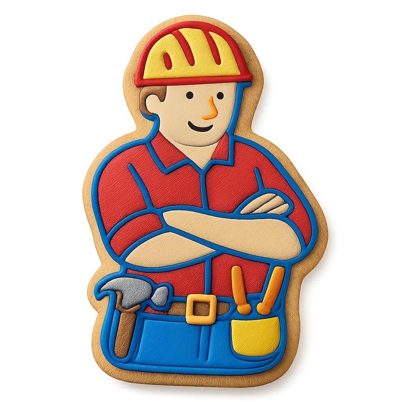 Carpenter with Toolbelt Cookie Cutter & Stamp, Fondant & Clay Cutter - 2.7x4" gallery