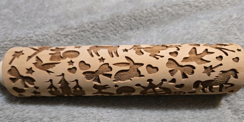 Pastry made -Wooden Rolling Pin - Embossed Engraved Carved Disney Themed-New gallery