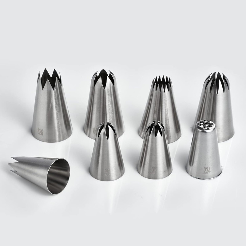 8Pcs Large Piping Tips Set,Stainless Steel Icing Tips with 10 Disposable Pastry gallery