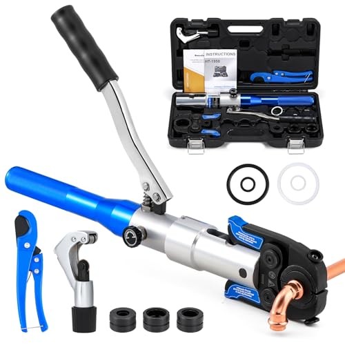 Copper Pipe Crimping Tool, Hydraulic Crimping Tool With 1/2", 3/4", 1" Jaws, gallery