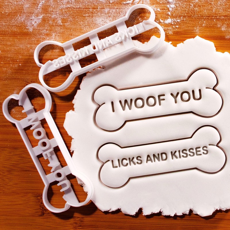 Set of 2 Dog Bone Cookie Cutters (4.7 Inch) – I WOOF YOU & LICKS & KISSES Coo... gallery