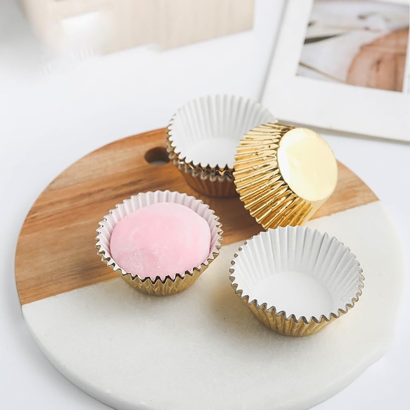 200 Pcs Foil Metallic Baking Cups Mini Cupcake Liners Small Muffin Paper Case... gallery