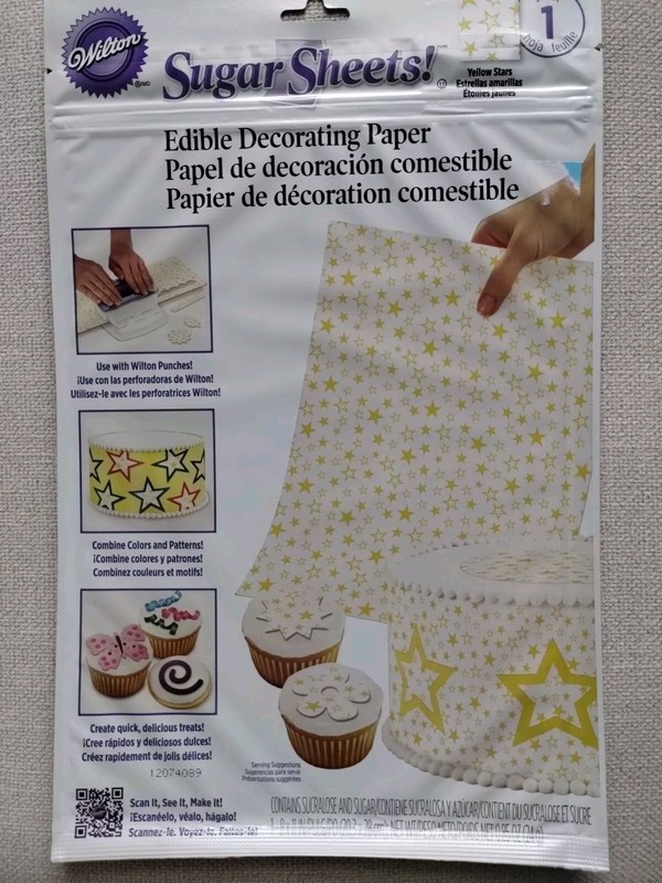 Wilton Sugar Sheet Yellow Star Design For Cake & Cupcakes Decorating New