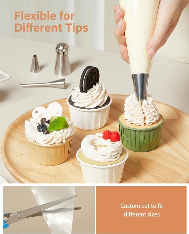 12" Anti-Burst Disposable Piping Bags - 100 Pack for Effortless Cake Decorating gallery