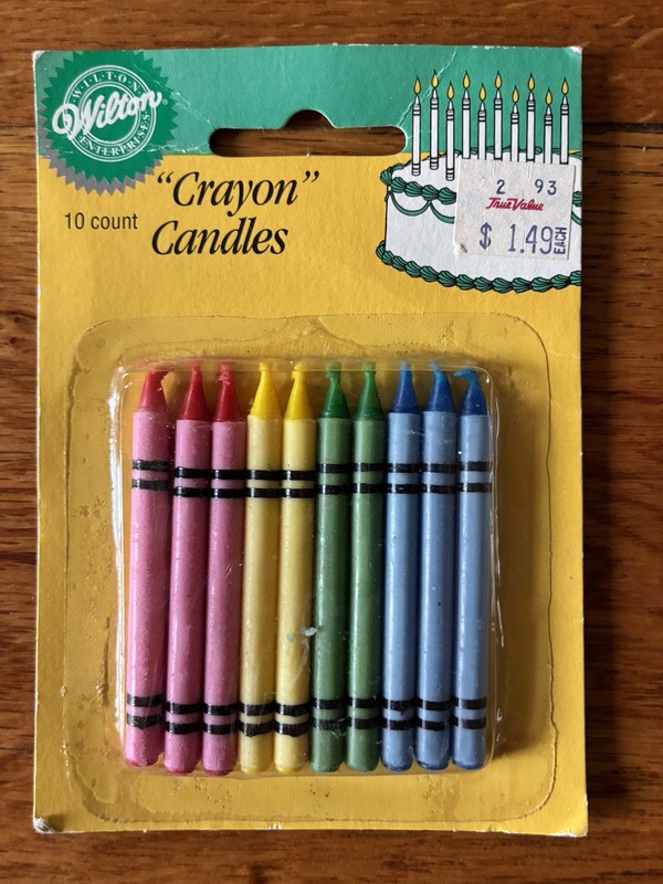 Vintage 1991 Wilton Crayon Candles 10-count Pack Birthday Celebration NOS