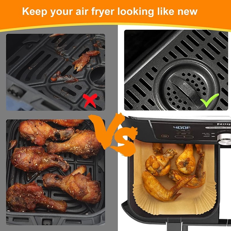 MooManGoo Air Fryer Disposable Liners, 8.6*5.5"Rectangle-300 PCS, Wood gallery