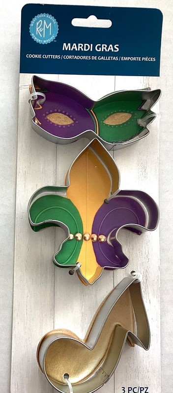Mardi Gras 3 Pc Metal Cookie Cutter Set ~ New ~ R & M