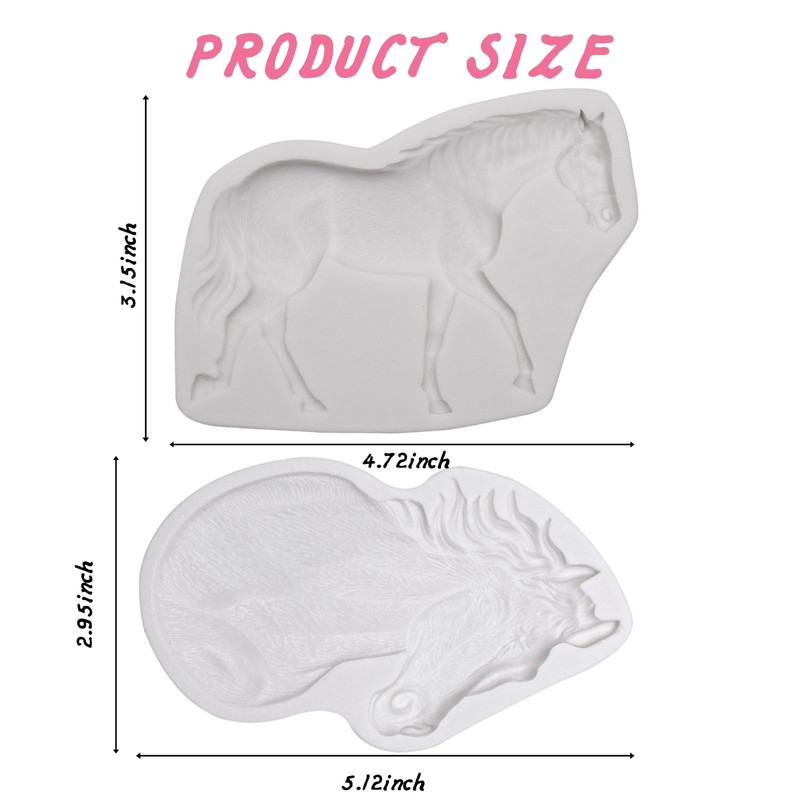 Resin Mold Set of 2 Horse Head Shaped Silicone for Cake Decorating Candy Clay gallery