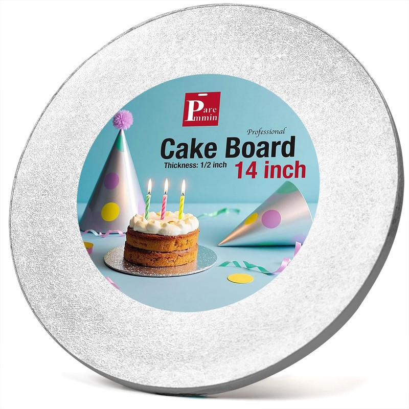 1 Pack 14 Inch Round Cake Boards 1/2 Thick Silver Drums Straight Edges Base